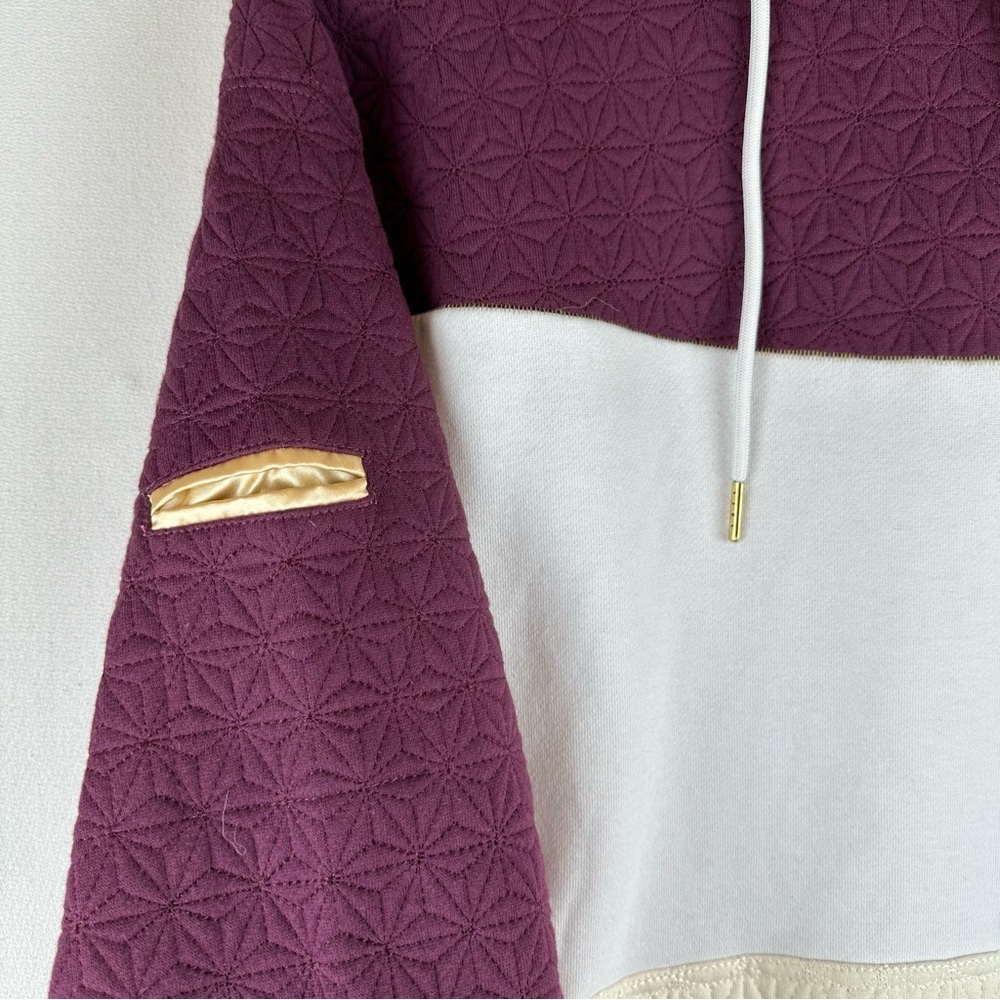 Mediums Collective Quilted Cut & Sew Textured Hoodie‎ Sweatershirt Unisex - Picture 7 of 11